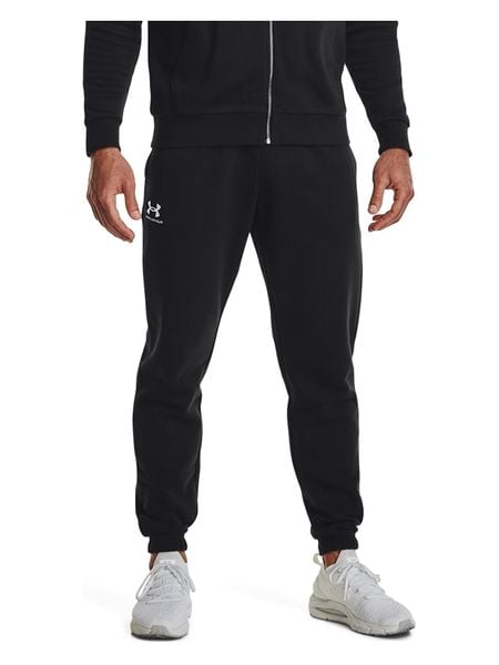 Under Armour Spodnie dresowe "Essential" w kolorze czarnym rozmiar: S. Czarne spodnie treningowe długie Under Armour, s, bez wzorów, z bawełny. Za 141.85 zł.