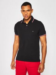 Tommy Hilfiger Polo MW0MW13080 Czarny Slim Fit. Czarne koszulki polo Tommy Hilfiger, m, bez wzorów, z bawełny, bez kołnierzyka, bez ramiączek. Za 249.99 zł.