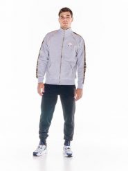 Męski dres zapinany na suwak z wysokim kołnierzem, linia GOLD. Czerwone komplety dresowe LEONE 1947 APPAREL, m, bez wzorów, z bawełny, bez ramiączek. Za 126.26 zł.