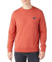 WRANGLER SIGN OFF CREW MĘSKA BLUZA KLASYCZNA ETRUSCAN RED W6589HA11 112146190. Czerwone bluzy Wrangler, m, bez wzorów, bez kaptura. Za 139.99 zł.