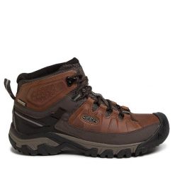 Trekkingi Keen. Brązowe botki sznurowane Keen, bez wzorów, bez obcasa, bez zapięcia. Za 469.99 zł.