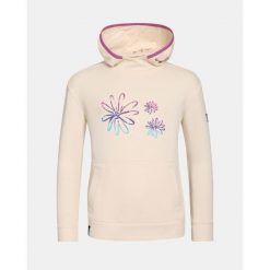 Felpa con cappuccio in cotone da ragazza Kilpi NORTHEN-JG. Brązowe swetry nierozpinane Kilpi, bez wzorów, bez kołnierzyka, bez ramiączek. Za 267.13 zł.