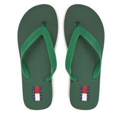 Japonki Tommy Jeans. Zielone japonki Tommy Jeans, bez wzorów, z jeansu. Za 79.99 zł.