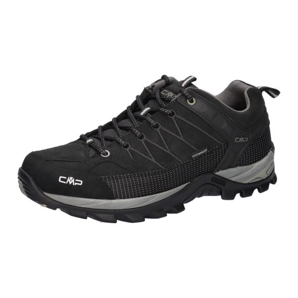 Buty turystyczne męskie CMP Rigel Low WP. Czarne buty turystyczne CMP, bez wzorów, z materiału, bez zapięcia, trekkingowe. Za 449.99 zł.