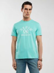 Koszulka męska z nadrukiem turkusowa Bester 302. Niebieskie t-shirty BIG STAR, l, bez wzorów, z bawełny, bez kołnierzyka, bez ramiączek. Za 99.99 zł.