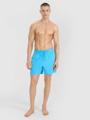 4F Spodenki plażowe męskie - turkusowe L. Niebieskie szorty 4F, l, bez wzorów, z materiału, wakacyjne. Za 79.99 zł.
