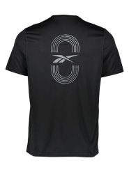 Reebok Koszulka "GFX" w kolorze czarnym do biegania rozmiar: M. Czarne t-shirty sportowe Reebok, bez wzorów, z materiału, bez ramiączek, do biegania. Za 57.47 zł.
