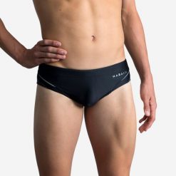 Slipki pływackie męskie Nabaiji 900 Yoke Koli. Czarne odzież kąpielowa NABAIJI, l, bez wzorów, z materiału, sportowe. W wyprzedaży za 49.99 zł.