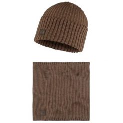 Czapka dla dorosłych Buff Gift Pack Set Beanie and Neckwarmer. Brązowe czapki zimowe Buff, bez wzorów, z poliesteru. Za 199.99 zł.