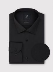 PAKO LORENTE - Czarna koszula męska z długim rękawem. Czarne koszule Pako Lorente, m, bez wzorów, z bawełny, bez kołnierzyka, bez ramiączek. Za 359.99 zł.