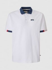 Pepe Jeans Koszulka polo w kolorze białym rozmiar: L. Białe koszulki polo sportowe Pepe Jeans, l, bez wzorów, z bawełny, bez kołnierzyka, bez ramiączek. Za 153.71 zł.