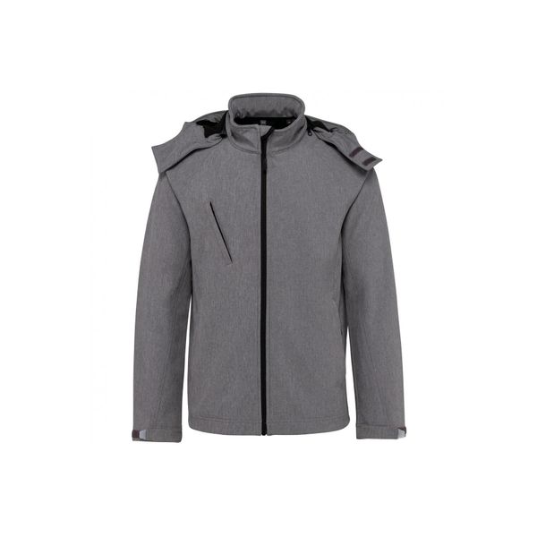 Kurtka z kapturem Kariban Softshell. Szare kurtki KARIBAN, m, bez wzorów, z elastanu, z kapturem. Za 270.50 zł.