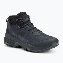 Buty turystyczne męskie Mammut Sertig II Mid GTX. Czarne buty turystyczne Mammut, bez wzorów, bez zapięcia, trekkingowe. Za 729.99 zł.