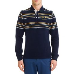 Koszulka polo w kolorze ciemnoniebieskim ze wzorem. Bezrękawniki marki Galvanni. W wyprzedaży za 179.95 zł.