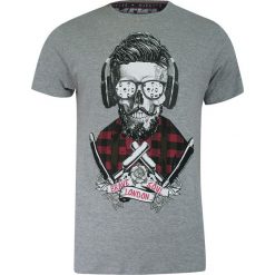 T-shirt Szary Bawełniany, z Nadrukiem, Hipster, Barber w Okularach, Krótki Rękaw, Męski -BRAVE SOUL. Szare bluzki z długim rękawem Brave Soul, m, bez wzorów, z bawełny, bez kołnierzyka, bez ramiączek. Za 40.00 zł.