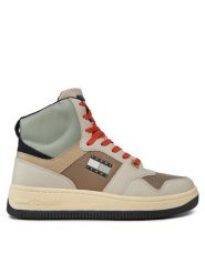 Tommy Jeans Sneakersy Tjm Basket Mid Leather EM0EM01258 Beżowy. Brązowe buty sportowe casual Tommy Jeans, bez wzorów, z jeansu, bez zapięcia. Za 449.99 zł.