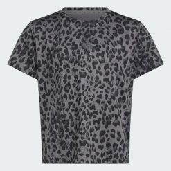 Koszulka Seasonal Animal Print Sport. Czarne t-shirty sportowe Adidas, bez wzorów, bez ramiączek, na jogę i pilates. Za 109.00 zł.