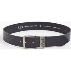 Pasek męski skórzany ARMANI EXCHANGE. Czarne paski Armani Exchange, bez wzorów, ze skóry. W wyprzedaży za 164.45 zł.