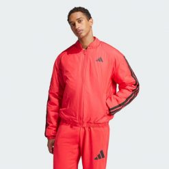 Kurtka Essentials 3-Stripes Insulated Bomber. Czarne kurtki Adidas, s, bez wzorów, z materiału, bez kaptura. Za 379.00 zł.