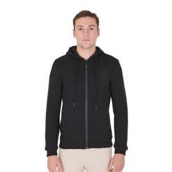 Bluza z kapturem z pełnym zamkiem błyskawicznym Equestro. Niebieskie bluzy z kapturem EQUESTRO, m, z aplikacjami, z bawełny, z kapturem. Za 238.50 zł.