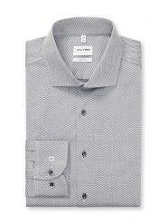 OLYMP Koszula "Level 5" - Body fit - w kolorze biało-czarnym rozmiar: 42. Białe koszule Olymp, bez wzorów, z bawełny, bez kołnierzyka, bez ramiączek. Za 143.56 zł.