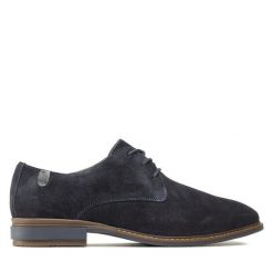 Półbuty Lasocki. Niebieskie eleganckie półbuty Lasocki, bez wzorów, bez obcasa, bez zapięcia. Za 249.99 zł.
