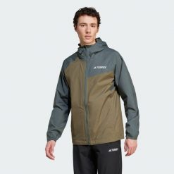 Kurtka Terrex Multi 2L RAIN.RDY. Brązowe kurtki przeciwdeszczowe Adidas, l, bez wzorów, z materiału, bez kaptura. Za 485.85 zł.