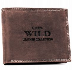 Portfel skórzany Always Wild N992-CHM c. brązowy. Brązowe portfele Always Wild, bez wzorów, z nubiku. Za 44.99 zł.