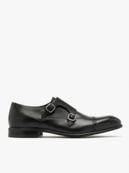 Czarne półbuty męskie z ozdobną cholewką. Czarne eleganckie półbuty Brawo sp. z o.o., bez wzorów, ze skóry, bez obcasa, bez zapięcia. Za 549.99 zł.