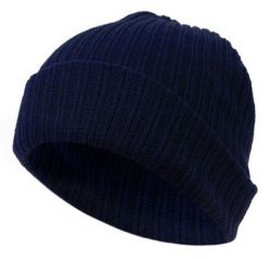 Granatowa Męska Czapka, Prążkowana Beanie, Jesienno-Zimowa. Niebieskie czapki zimowe Pako Jeans, bez wzorów, z jeansu. Za 35.00 zł.