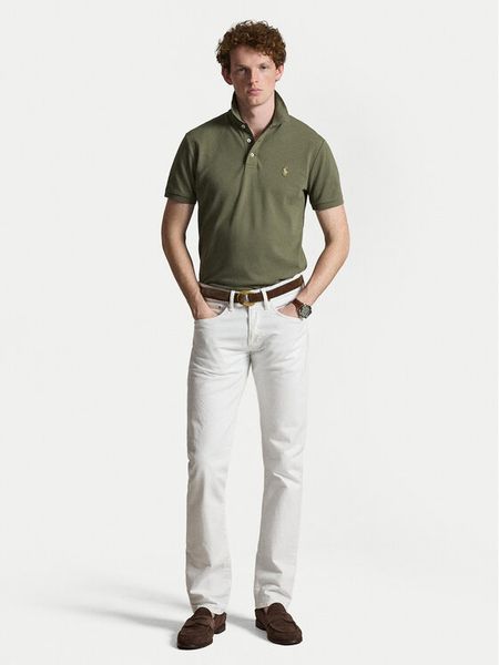 Polo Ralph Lauren Polo 710941439509 Zielony Slim Fit. Zielone koszulki polo Polo Ralph Lauren, m, bez wzorów, z bawełny, bez kołnierzyka, bez ramiączek. Za 599.99 zł.