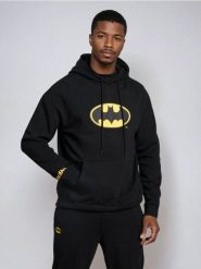 Bluza hoodie z nadrukiem Batman - czarny. Czarne bluzy bez kaptura Sinsay, l, bez wzorów, bez kaptura. W wyprzedaży za 33.99 zł.