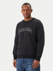 Guess Jeans Bluza M6GQA6 KCPR1 Czarny Regular Fit. Czarne bluzy Guess Jeans, m, z aplikacjami, z bawełny, bez kaptura. Za 349.99 zł.