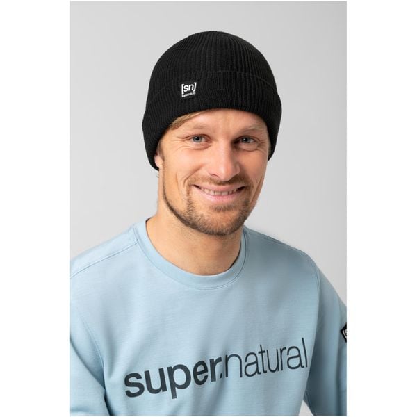 Czapka SUPER.NATURAL Merino Basic Beanie. Czarne czapki zimowe super.natural, bez wzorów. Za 147.10 zł.