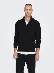Only & Sons Sweter 22023210 Czarny Regular Fit. Czarne swetry rozpinane Only & Sons, m, bez wzorów, z bawełny, bez kołnierzyka, bez ramiączek. Za 109.99 zł.