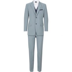 Garnitur 5-częściowy (marynarka, spodnie, kamizelka, krawat i chusteczka do butonierki) bonprix srebrny. Garnitury marki bonprix. Za 149.99 zł.