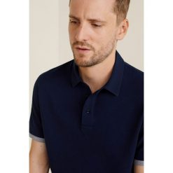 Mango Man - Polo Rembesb. Szare koszulki polo Mango Man, z bawełny, polo, z krótkim rękawem. W wyprzedaży za 49.90 zł.