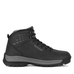 Trzewiki Reebok. Czarne botki sznurowane Reebok, bez wzorów, bez obcasa, bez zapięcia. Za 329.99 zł.