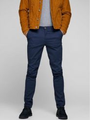 Jack&Jones Chinosy Marco 12150148 Granatowy Slim Fit. Niebieskie eleganckie spodnie Jack&Jones, m, z bawełny. Za 149.99 zł.