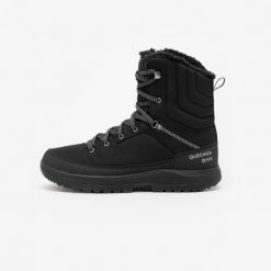 Buty turystyczne męskie Quechua NH100 Mid wodoodporne. Czarne buty trekkingowe QUECHUA, na zimę, bez wzorów, przed kolano, bez zapięcia. Za 199.99 zł.