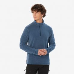 Polar turystyczny męski Quechua MH100. Niebieskie odzież kompresyjna QUECHUA, l, bez wzorów, z materiału, trekkingowe. Za 49.99 zł.