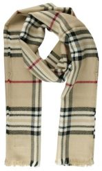Szalik Przejściowy z Dziewiczą Wełną (Virgin Wool) - Fraas - Beżowy w Kratkę. Brązowe szaliki V. Fraas, bez wzorów, z materiału. Za 85.00 zł.