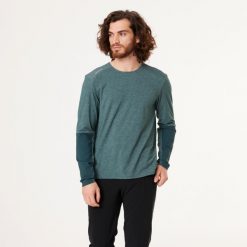 Koszulka rowerowa MTB unisex Rockrider oddychająca. Zielone bluzy ROCKRIDER, l, bez wzorów, z lyocellu, bez kaptura. Za 139.99 zł.