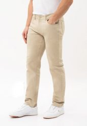 Beżowe jeansy, Regular Fit, D-QUBE. Brązowe spodnie materiałowe Volcano, na co dzień, m, bez wzorów, z bawełny. Za 169.99 zł.