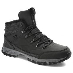 Trekkingi męskie Cross Jeans, z ekoskóry i materiału sznurowane z ociepleniem i wytrzymałą antypoślizgową podeszwą, czarne, KK1R4022C. Czarne trekkingi Cross Jeans, bez wzorów, z jeansu, bez zapięcia. Za 229.00 zł.