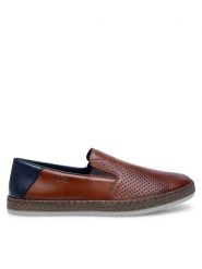 Rieker Półbuty B5279-24 Brązowy. Brązowe eleganckie półbuty Rieker, bez wzorów, ze skóry, bez obcasa, bez zapięcia. Za 349.99 zł.