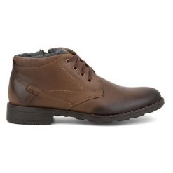 Polbut Buty ocieplane C16 ciemny brąz brązowe. Brązowe botki sznurowane bez wzorów, z jeansu, bez obcasa, na obcasie, bez zapięcia. Za 367.89 zł.