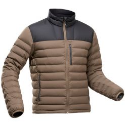 Kurtka trekkingowa męska puchowa Forclaz MT500 - 10°C. Brązowe kurtki FORCLAZ, l, bez wzorów, z materiału, bez kaptura. Za 349.99 zł.