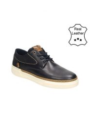 Bullboxer Skórzane sneakersy w kolorze granatowym rozmiar: 49. Niebieskie buty sportowe casual Bullboxer, bez wzorów, bez zapięcia. Za 245.96 zł.