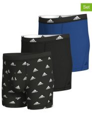 Adidas Bokserki (3 pary) w kolorze czarno-niebieskim rozmiar: M. Czarne bokserki Adidas, m, bez wzorów. Za 70.74 zł.